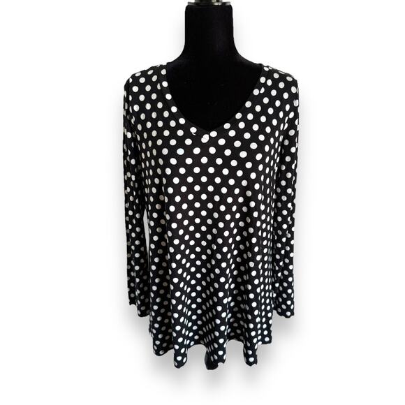 PopYoung Womens Top Sz L Black White V-Neck Long Sleeve Soft Knit NEW - Picture 2 of 7